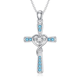 DOLPHERS Lab Grown Diamond Cross Necklace, 925 Sterling Silver Cross Pendant Necklace Gift for Women, Fine Jewelry for Valentine's Day, Birthday Anniversary Christmas，with 18+2inches Chain (Style 8)