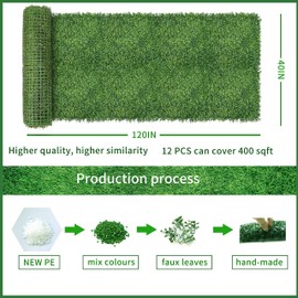 NETAP Faux Ivy Privacy Fence Screen, 40x120Inch Artificial Boxwood Panels Grass Wall Roll Greenery Backdrop for Garden Backyard Wall Decor