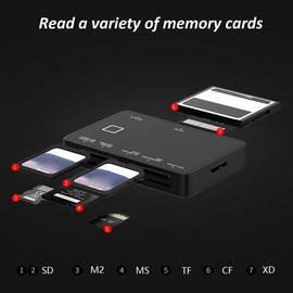 Lyaciomn USB 3.0 Multifunction Card Reader/XD/MS/SD/TF Memory Card 7 in 1 USB Card Reader 5Gbps for PC Laptop Replacement Accessories