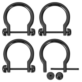 uxcell D-Rings Screw in Shackle, 4Pcs 0.87 Inch Zinc Alloy Horseshoe U Shape D Ring Buckles for Purse DIY Leather Craft Keychain, Black