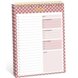 Taja To Do List Notepad - To Do List Notebook for Work with 52 Sheets, 9.8" x 6.5", Undated Daily Planner Perfect for Daily Tasks and Goal Setting, Notepad Suitable for Office, Home & School - Rose Checkered