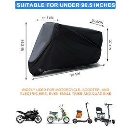 DEVIENG Motorcycle Cover, All Season Universal Waterproof Outdoor Sun Snow Dust Protection Covers with Lockholes, Fits for Motor Cycle Scooter Electric Bike (96.5 inch)