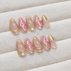 24Pcs Flower Press on Nails French Tip Fake Nails with