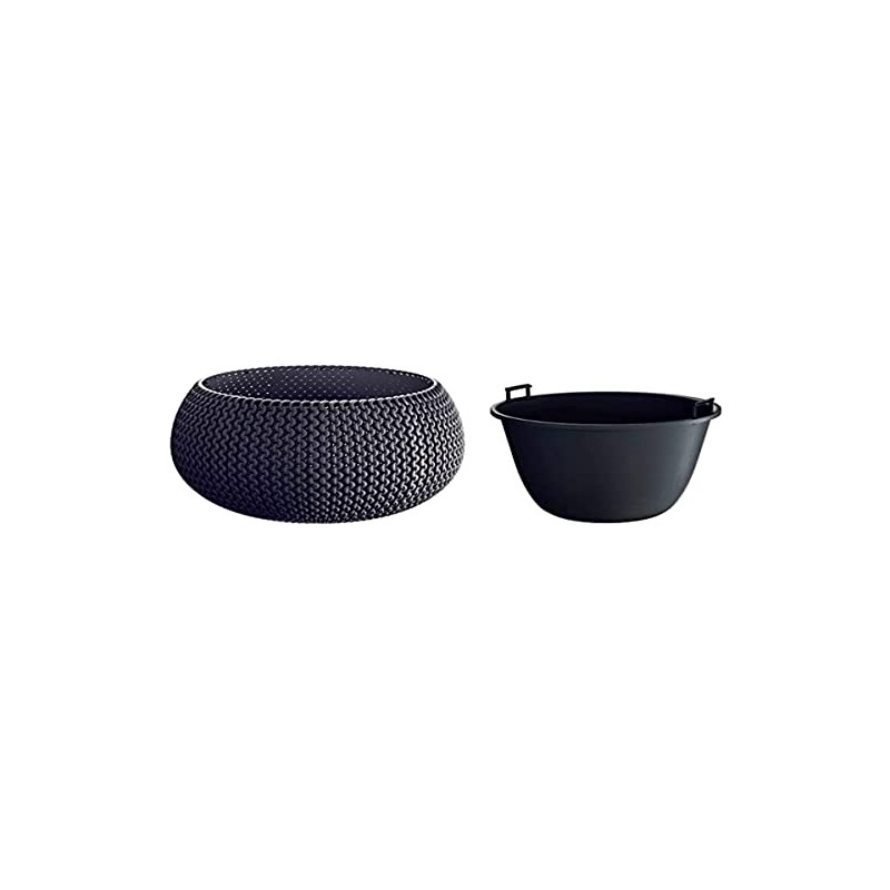 Prosperplast Round Planter with Splofy Bowl in Plastic Anthracite (L)