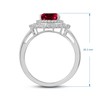 Jewelili Sterling Silver 9x7 MM Oval Created Ruby with Baguette