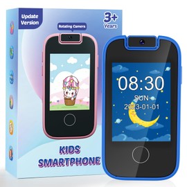 Kids Smart Phone for Boys, Christmas Birthday Presents Gifts for 3 4 5 6 7 8 years old Boys, Touchscreen Kid Toy Phone MP3 Music Player with Dual Camera, Learning Toys for Boys age 3-8 with 8G SD Card