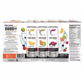 CELSIUS Sparkling Essential Energy Drink, 12 Fl Oz, Variety Pack (Pack of 18)