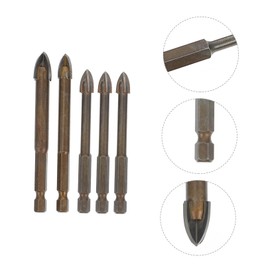 ULTECHNOVO 5pcs Complete Masonry Drill Accessories Set Tile Drill Bits Carbide Tip for Electric Tile and Masonry