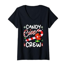 Womens Candy Cane Crew Funny Christmas Candy Lover X-mas Gifts V-Neck T-Shirt