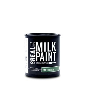 Real Milk Paint, Wood Paint for Furniture, Matte Paint for Cabinets, Walls, Brick, and Stone, Water Based Organic, No VOC, Earth Green, 1 Quart