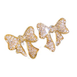 Light luxury Cubic Zirconia Bow Stud Earrings for Women, Minimalist Small and Delicate Earrings Gift for Her, Medium, Copper Cubic Zirconia, Cubic Zirconia