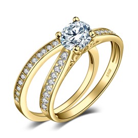 JewelryPalace Engagement Ring Pair Wedding Rings Ring Silver 925 Women's Cubic Zirconia Silver Ring Wedding Rings Proposal Ring Proposal Ring Memo Ring Eternity Ring Set Women's Jewellery Rose Gold