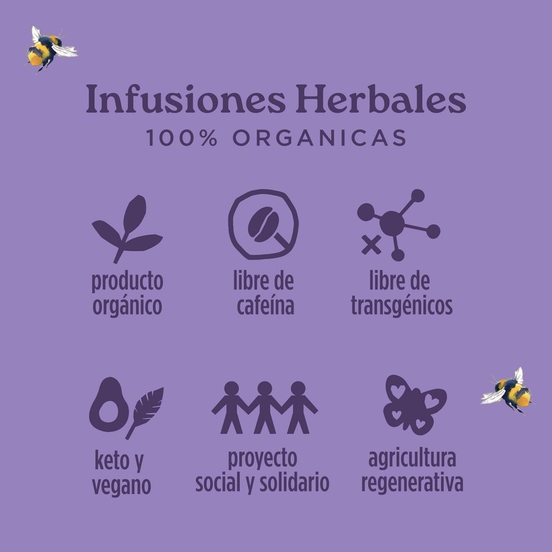 FLOR DE LA PAZ Anochecer, infusión herbal orgánica de toronjil,