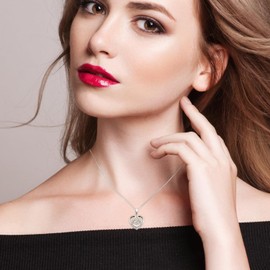 Lmgy Sister/Holding Hand/Couple Initial Heart Necklace 925 Sterling Silver Heart Pendant with Moonstone Heart Jewelry for Women Mom Sister Lover（bright）