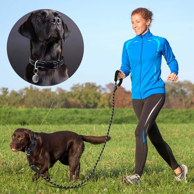 KOMUNJ Reflective Dog Collar and Leash Set Adjustable Collar Durable