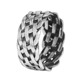 Rogivora 925 Sterling Silver 9mm Chunky Braided Rope Ring, Comfort Fit Twist Wedding Band for Men and Women, US Sizes 6-13 (Silver, 7)