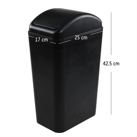 Joyeen 14 Liter Plastic Swing Lid Trash Can, Small Wate Can (Black)
