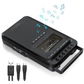 Cassette Player Converter, Portable Cassette to MP3 Music via U Disk/SD Card or PC, Record to Cassettes/USB/SD Card via Mic,Cassette Tape Player with Headphone Jack,Retractable Handle (Black)