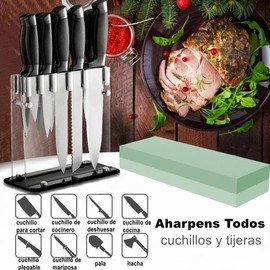 HITHOTMMA Piedra De Afilar Cuchillos, 400/1000 Doble Cara 2 en 1 Piedra Afilar Profesional, Piedra de Afilar con Base de Silicona Antideslizante, Regalo para Cocinero (verde, 400/1000)