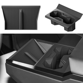2Pcs Center Console Silicone Pad for Wireless Charging Space and Cup Holder Insert for Cybertruck Center Console Interior Accessories Central Console Protection Mat Anti-Slip