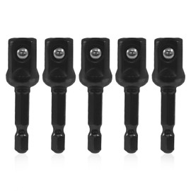 Aoserge 5pcs 1/2 Impact Socket Adapter Kit, 1/2 Inch to 1/4 Inch Adapter, Black Steel Impact Drill Adapter with Impact Extension, Drill Bit Extension for Automotive DIY and Power Tools（1/2 * 50mm）