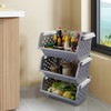 Utiao 3 Pack Gray Large Stacking Basket Bin, Open Front
