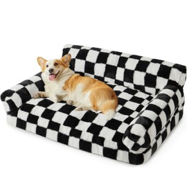 BFPETHOME Dog Couch Bed & Cat Couch Bed, Pet Couch Bed for Medium Pet, Cute Dog Sofa Bed, Cat Sofa & Pet Sofa with Non-Slip Bottom, Checkered Dog Bed with Washable Cover (Black&White)