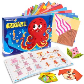 HomeChi Kit de papel de origami, cuadrado 3D fácil de doblar para niños artes de doble cara papeles de origami, 144 hojas patrones y 8 color sólido con manualidades, escuela, lecciones de manualidades