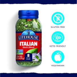 Litehouse Freeze Dried Italian Herb Blend - Substitute for Fresh Italian Seasonings, Italian Spices, Jar Equal to Blend of 8 Herbs, Organic, Italian Seasoning, Non-GMO, Gluten-Free - 0.49 Oz, 6-Pack