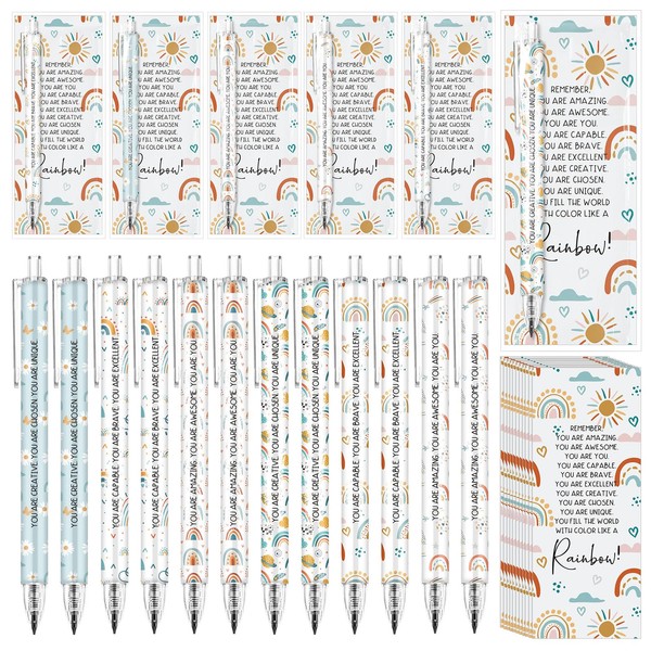 Affrolling 30 Set Rainbow Inspirational Pencils with Back to School