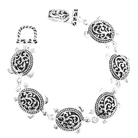 Arras Creations Fashion Trendy Turtle Antique Silver Bracelet for Women / AZBRSEA103-ASL