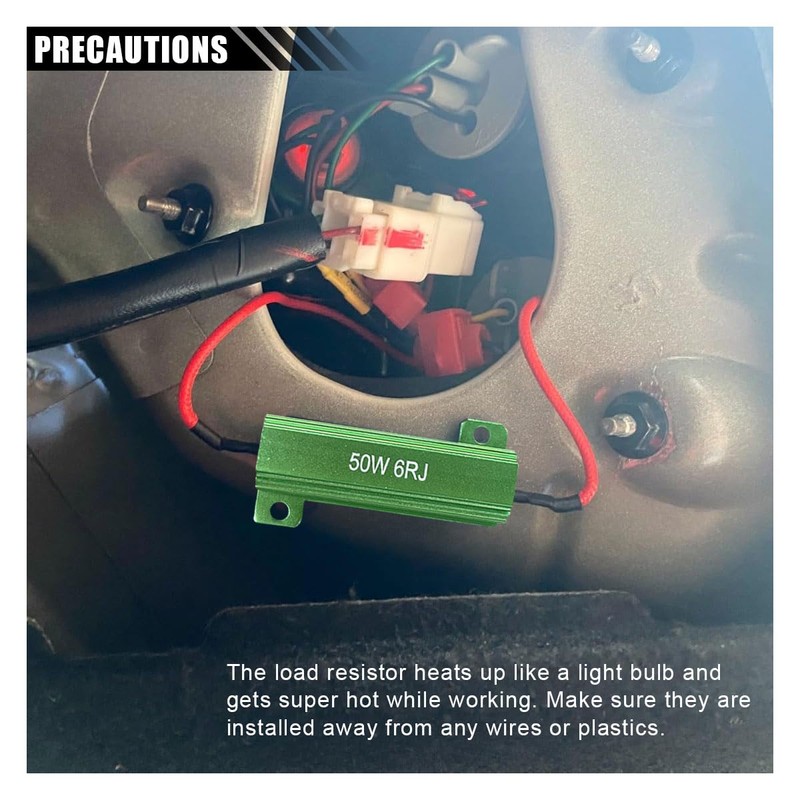 50W 6ohm LED Load Resistors with Quick Wire Clips, Aluminum