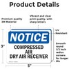 (2 Pack) Compressed Air Dry Air Receiver OSHA Notice Sign