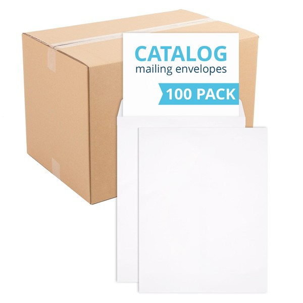 100 Blue Summit Supplies Catalog Mailing Envelopes, Gummed Seal, 10x13