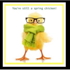 Cute Baby Chick Birthday Card with Glasses and Scarf, 12.3 x 12.3 cm, Spring Theme