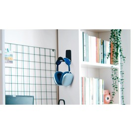 wigmoa S-T8 Kompakter Kopfhörerständer für Untertisch-Headset, Wandhalterung mit sicherem Klebehaken, kompatibel mit Airpods Max und den meisten Kopfhörern/Controllern (Schwarz/Wandhalterung)