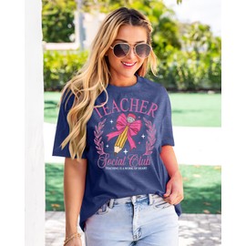 Teacher Shirts Women: Social Club T-Shirt First Day of School Back to School Shirt Kindergarten Teaching Life Tee Tops