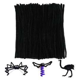 Chenille Limpiapipas Chenilla para proyectos de manualidades y decoraciones Diy Color Mate y Metalico 100 Pzas 30CM (Negro)