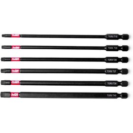Protorq 6Pc Torx15 T40 6 Inch Power Bits Set With Storage Clip Impact Grade S2 Steel