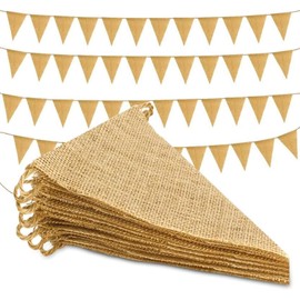 48Pcs Burlap Banner Bunting, BetterJonny 36Ft Burlap Triangle Flag DIY Hand Painted Home Decorations for Camping Party Christmas Birthday Christmas Bedroom Decoration