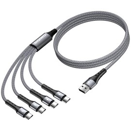 SIQIWO Cable multiUSB C de carga rápida, [paquete de 4 pies/2] QC 3.0 (3A), cable divisor USB C, cable de carga 4 en 1 con 4 puertos tipo C, para iPho