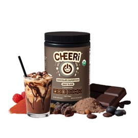 Cheerific Dark Chocolate Superfood Powder - 17 Organic Superfoods + Prebiotic & Probiotics + More - Keto Friendly - Supports Positive Mood, Gut Health - Vegan, Gluten Free, Non-GMO - 30 Day Supply