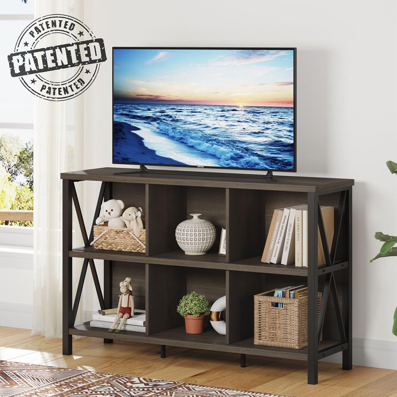 FATORRI Rustic 6 Cube Storage Organizer with Shelf, Wood and