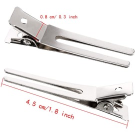 50 Pack Hairdressing Double Prong Pin Curl Setting Section 1.8 Inches Hair Clips Metal Alligator Clips Silver Hairpins for Hair Extensions (Silver)