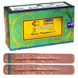 Satya Nag Champa Incense Sticks | x12 pack | with 2 Booghe incense sticks holder (Patchouli)
