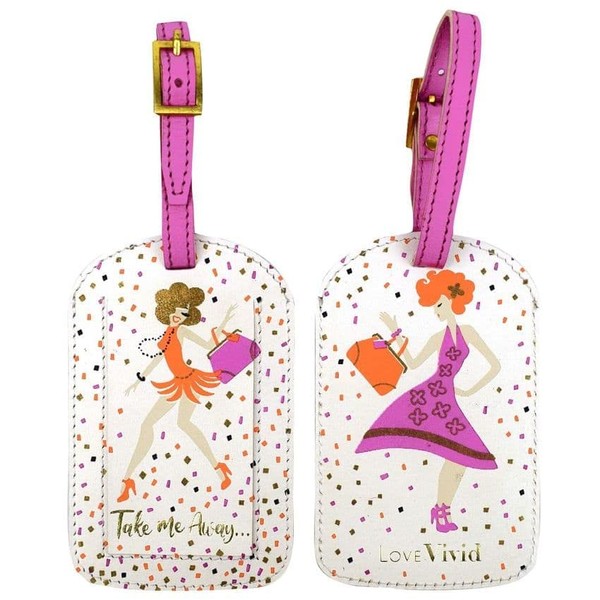 Leather Luggage Tag with ID Card Identifier Suitcase Tag, Dancing