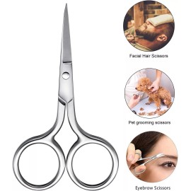 Ardour Crafts Nose Hair Scissors Men Mustache Beard Trimming Eyebrows Stainless Steel USA Made