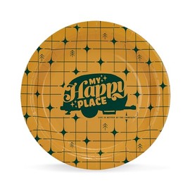 Camco Life is Better at the Campsite Paper Plates | 7-Inch | Yellow Grid | 25-Count (53493)