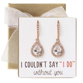 A+O Wedding Bridesmaids Gift Drop Dangle Earrings in Rose Gold