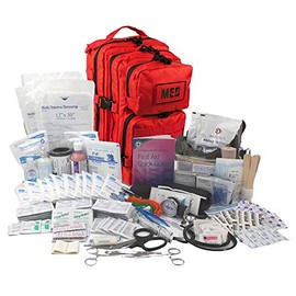 Luminary Global Tactical Trauma Kit Fully Stocked First Aid Kit Backpack EMS/EMT First Responder Medical Bug Out Bag for Preppers Professionals and Outdoorsman (Red)